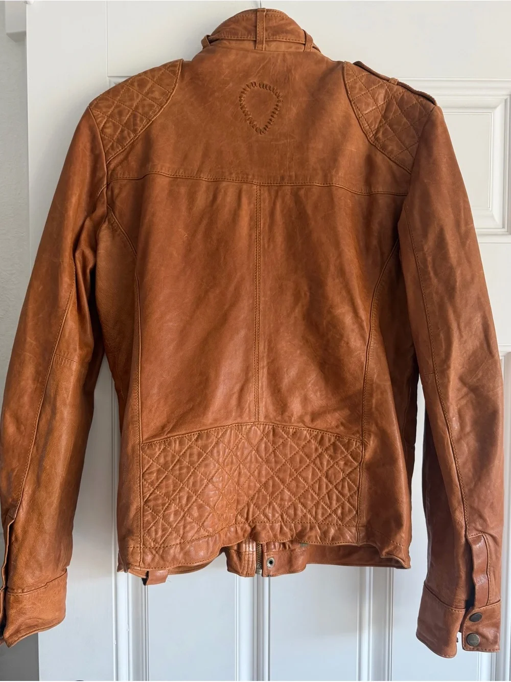 Men's Tan Leather Military Field Jacket by